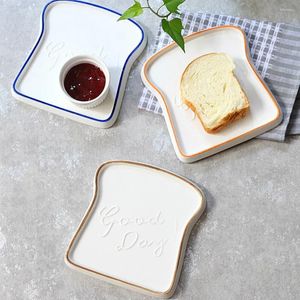 Tabliczki do przechowywania kuchennego Taca Ceramiczna tost tostowa w kształcie chleba w kształcie porcelanowej sałatki Deser