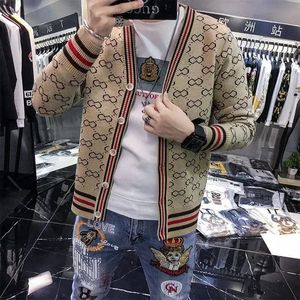 Men's cardigan sweater spring and autumn celebrity long sleeved jacket knitted sweater men's jacket fashion brand business person 240113