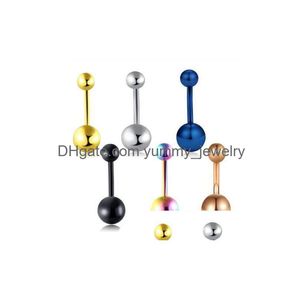 Anodiserat rostfritt stål navelknappringar Belly Piercing Brosk Helix kroppsmycken tragus örhänge blandning 6 färger droppleverans dh3ai