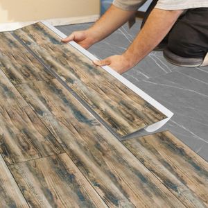 5st Simulated Tjock Wood Tile Floor Clisterer PVC Watertproof Selfadhesive Room Toalett Kök Heminredning Väggklistermärken 240112