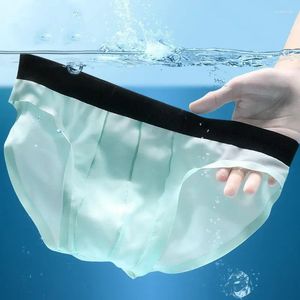 Underpants Underwear Men's Ice Silk Seamless Ultra-thin Summer Breathable Briefs Transparent Sexy