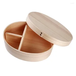 Stoviglie Stile giapponese Bento Box Scatola da pranzo in legno Picnic portatile Bambini Studenti Contenitore Accessori da cucina