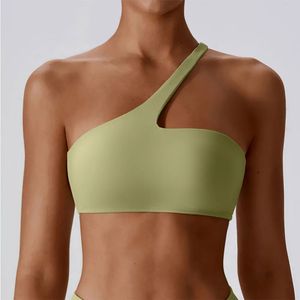 Kvinnor One Shoulder Sports Bh Top Push Up Fitness Yoga Underwear Sport Tops For Breattable Running Vest Gym Wear 240113