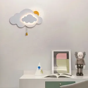 Lâmpadas de parede Sun Cloud Night Light Minimalista Baby Room Boy Girl Decor Luzes de cabeceira LED Modern Children's Bedroom