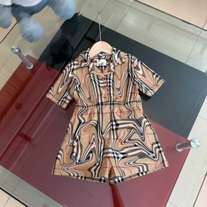 Populär tjej Jumpsuit Pure Cotton Baby Kjol Storlek 100-160 Summer Child Dresses Designer Plaid Printing Kids Bodysuit Jan10