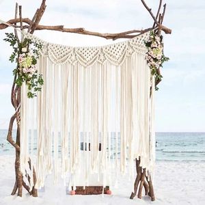 100*115cm Hand Woven Macrame Tapestry Bohemian Wall Hanging Tapestry Window Door Curtains Wedding Background Home Decoration 240113