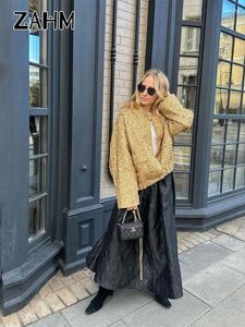 Giubbotti da donna Moda Paillettes Oro Bomber per le donne Elegante Streetwear Manica lunga 2024 Autunno Chic Tasche Soprabito Lady