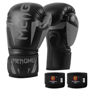 1 par boxningshandskar Muay Thai MMA Punching Training Bag Gloves Justerbara handwraps Sportmantens med handledsstödband 240112