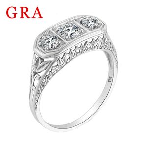 Vintage 3 Stone Ring Woman Solid 925 Silver Wedding Pround Bridal Vitoria Certified Fine Jewlery na Bankiet zaręczynowy 240112