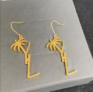 Luxury Women Studörhängen Designer smycken palmträd dingle hänge 925 Silver Y Party Gold Hoops Engagement for Gift