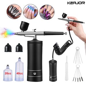 Spray Gun Nail Art Spray Målning Kompressor Portable Air Brush Cake Spray Gun Cordless Mini Spray Gun för nagelekoration och smink 240113