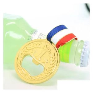 Openers 50Pcs Metal Beer Bottle Opener Medal Stylish Winner Gold Design Wine Soda Glass Cap Kitchen Bar Drop Delivery Home Garden Kitc Dhqol