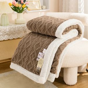 Warm Wool Sherpa Thick Blanket Fluffy Soft Coral Fleece Bedspread on The Bed Single Double Winter Plush Coraline Furry Throw 240113