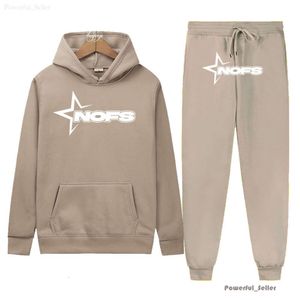 Roupa esportiva masculina Nofs Y2k Calça de treino masculina com capuz de inverno 2 peças para corrida outono moletom esportivo calça de corrida gótica hip hop perna larga slim fit terno perna larga 8018