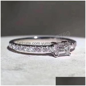 925 Sterling Sier Natural Diamond Ring for Women Wedding Połączenia biżuterii Kamień Downiste Dhnoi