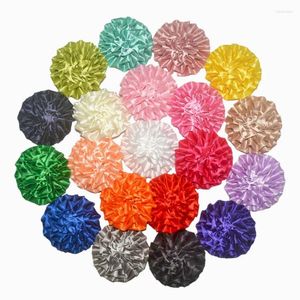Acessórios de cabelo 40 peças de alta qualidade 9cm flores de cetim artesanais roseta para cocar de menina chapéu infantil roupas diy 20 cores