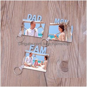 Em branco mãe pai família mdf chaveiros chaveiros sublimação transferência de calor po de madeira diy chaveiro kit jóias fazendo drop delive dh7do