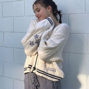 Zimowe luźne kardigany kobiety haftowane tay vintage y2k streetwear single z długim rękawem top Swift Knitted Sweters