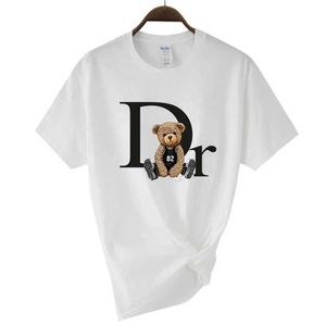 Men camisa polo 24sss marca de luxo fofo urso impressão feminina camiseta de camiseta de verão moda feminina t feminina camisetas femininas