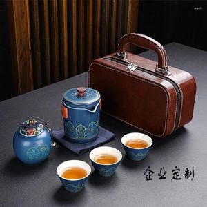 TeAware Setleri Hızlı Konuk Kupası One Pot Üç Bardak Çay Taşınabilir Seyahat Araba Monte Set Düğün Töreni Hediye Toptan Logosu