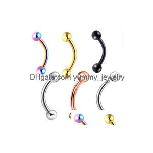 16 Gauge Stainless Steel Eyebrow Rings Anodized Lip Bars Nose Studs Cartilage Tragus Barbell Body Piercing Jewelry Drop Delivery Dhrrh