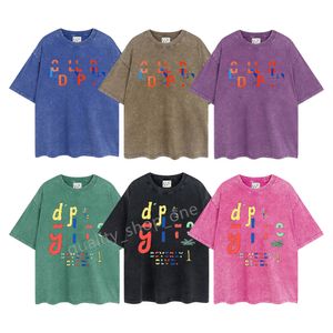 Erkek Tasarımcı Gallere T-Shirt Lüks Marka Vintage Retro Yıkanmış Tişörtler Erkek Kadınlar Kısa Kol Yaz Nedensel Tees Hip Hop Sokak Giyim Üstleri Şort Giyim D-14