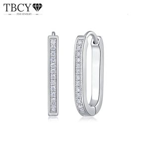 TBCYD 1MM D Color Full Loop Hoop Earrings For Women S925 Silver 18k White Gold Plated Sparkling Ear Clip Jewelry Gift 240112
