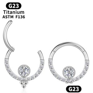 Näsringar studs septum piercing y näsring tragus brosk gångjärn segment titan zirkon kvinnor g23 daith helix klickar kul kropp ot8vp