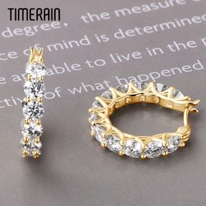 Hoops 4mm Full Earrings for Women Original Certified 925 Silver 36ct Diamond Earring Plated 18K Gold Luxury Jewelry 240112