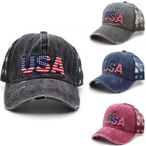 Ball Caps American Retro Baseball Cap USA Flag Flag Letter Hafdery For Women Men Sun Hat Regulowane dziewczęta chłopcy oddychający snapback