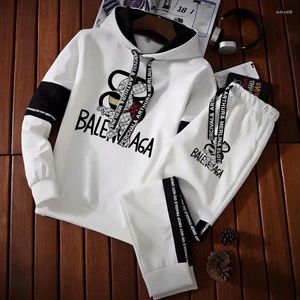 Erkek Trailsits Mektup Baskılı Trailsuit Kapşonlu Sweatshirt Set Hoodies Sweatpants Kıyafetleri Jogger Suit Sıradan Pullover Hip Hop Sokak Giyin