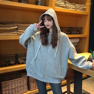 Hoodies femininos oversized moletom correndo jaqueta feminina curto coreano chique casual esportes solto listrado hoodie