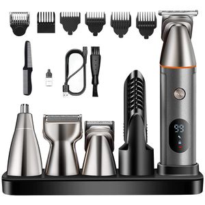 Aparador de barba tudo em um, máquina de cortar cabelo para homens, aparador de nariz e virilha, kit de remoção de barbeador elétrico 240112