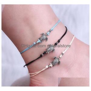 Anklets Boho Turtle Anklets Bracelet Woven Foot Chain Rope Decorative Beach Jewelry For Women And Drop Delivery Jewelry Dhifv