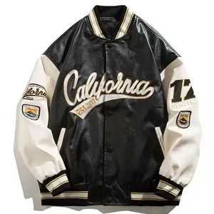 Bordado piloto jaqueta de beisebol masculino hip-hop streetwear couro do plutônio varsity bombardeiro jaqueta feminina harajuku casacos soltos 240113