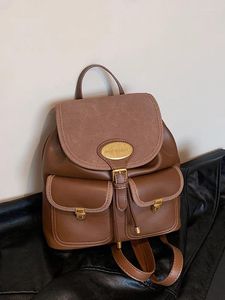 Borse da scuola Zaini in pelle PU stile preppy per donna Borse da viaggio da donna per ragazza fresca con coulisse moda autunno inverno