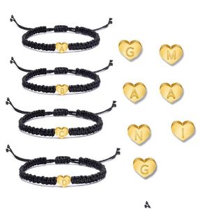 Charme Pulseiras 26 Inglês Letra Inicial Trançado Pulseira Melhor Amigo Amizade Casal Sobrenome Atacado Gota Entrega Jóias Brac Dhbvx