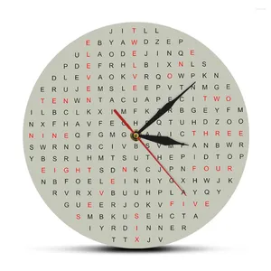 Wall Clocks Word Search Novelty Clock Silent Non Ticking Crossword Funny Timepiece Decor Typography Lover