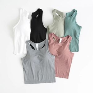 Racerback-Yoga-Tanktops für Damen, ärmellos, für Fitness, Cami, Sport-Shirts, schmales, geripptes Lauf-/Fitness-Crop-Weste, integriertes BH-Oberteil 240113