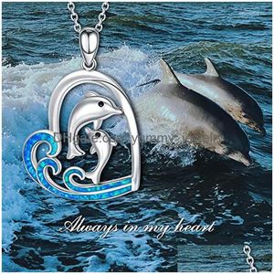 Pendant Necklaces Huitan Chic Dolphin Necklace Female Party Accessories With Delicate Design Fashion Teen Girls Animal Jewelry For Dr Dhpju