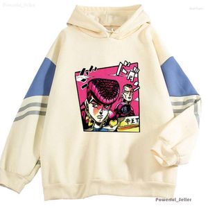 Felpe con cappuccio da donna Harajuku Autunno/inverno Jojos Bizzare Adventure Anime Stampa Felpa con cappuccio in pile Felpa estetica casual Pullover da uomo/donna Loose Ess 3729