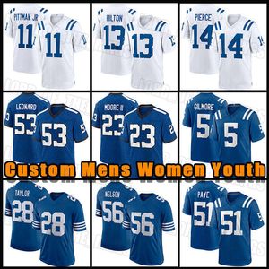 Indianapolis'''colts''''''football Jersey Jonathan Taylor Anthony Richardson Darius Leonard Michael Pittman Jr. Quenton Nelson Kenny Moore II Alie-Cox Malik Turner Paye