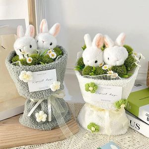 Dekorativa blommor kawaii blommor bukett söta dockor buketter konstgjorda virkade vävda bröllop Alla hjärtans dag gåvor