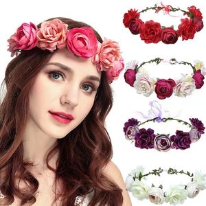 Headpieces bröllop hår huvudbonad blomma girland band bohemisk stil brudpografi tillbehör grossist