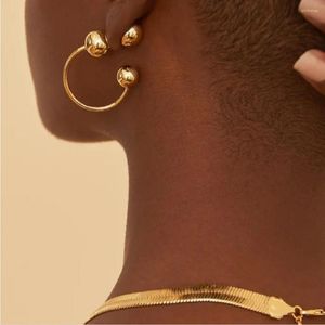 Stud Earrings Arrival Front And Back Side Ball Earring For Women Gold Plated Silver Color Stainless Steel Round Hoop Jewelry