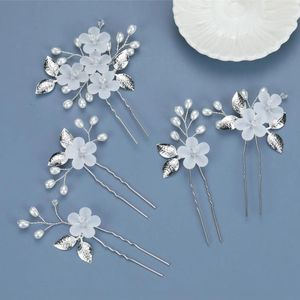 Fermagli per capelli 5 pezzi Fiore di perla di cristallo Elegante copricapo per donne Gioielli preziosi Accessori da sposa