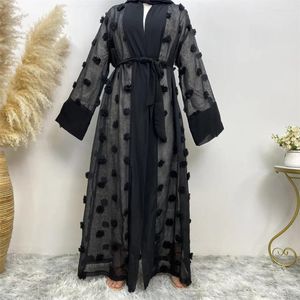 Abbigliamento etnico Moda Donna musulmana Abito Hijab Fiore Maglia aperta sul davanti Abaya Dubai Turchia Caftano Islamico Jalabiya Kimono Cardigan Abito