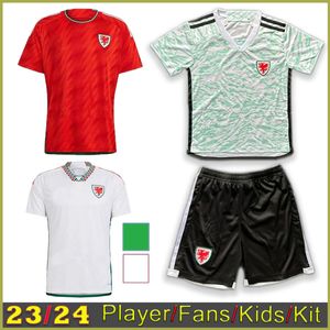 23/24 País de Gales Jerseys de futebol BALE WILSON ALLEN RAMSEY Mens 2022 World Final Cup Player Fan Edition Rodon Vokes Home Football Shirt Manga Curta Adulto Uniformes Jersey Kit