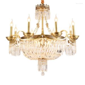 Chandeliers French Luxury All Copper Crystal Chandelier European Villa Living Room Dining Bedroom Pure Lighting