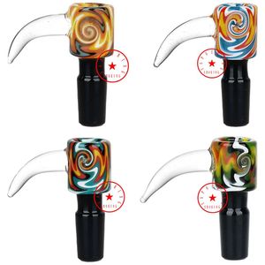 Cool Smoking Colorful Wig Wag Ox Horn Handle Style Thick Glass 14MM 18MM Male Joint Herb Tobacco Glass Filter Bowl Oil Rigs Waterpipe Bong DownStem Bubbler Holder DHL